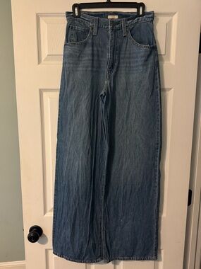 Cinch High-Waist Wide-Leg Blue Jeans